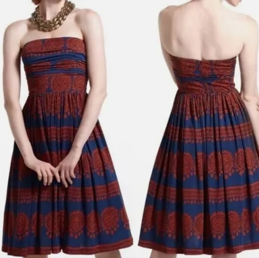 Girls From Savoy Oxidized Medallion Strapless Dress Anthropologie Size Medium